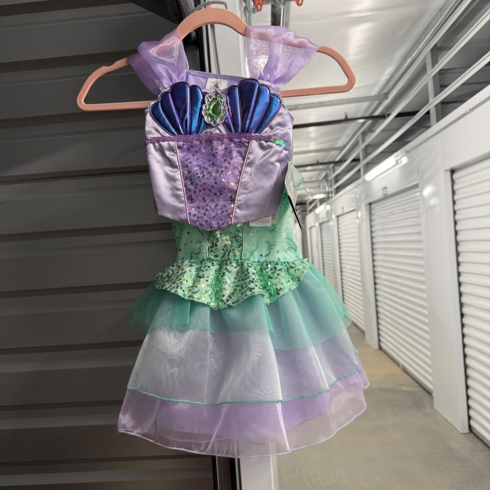Disney Ariel The Little Mermaid Costume Kids Size 3 Purple Green Sequin Tulle